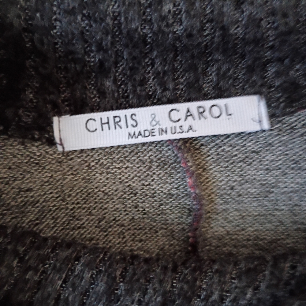 Chris & Carol Women's Cowl Neck Plaid Sweater - Red and Gray - Picture 5 of 8